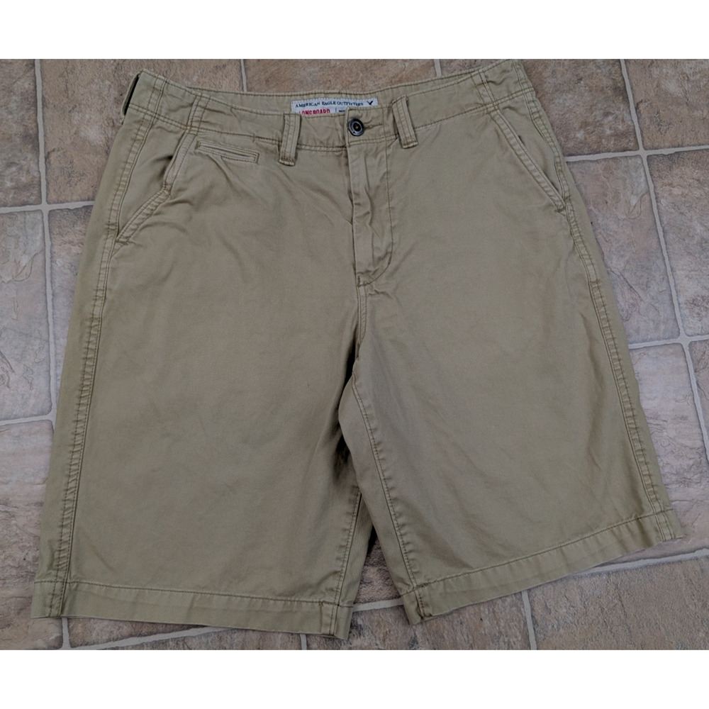 American Eagle sz 33 Longboard Shorts tan 100% cotton men 0803